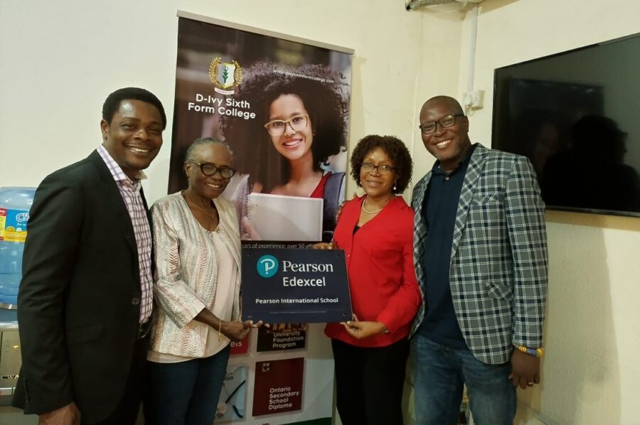 Pearson Edexcel delegation, led by Mr. Gabriel Sowah Mensah, Regional Development Manager—West Africa, who made the presentation to Dr. Mrs. Oyinlola Ilo, Executive Director, D-Ivy Sixth Form College, in company of Mrs. Erinma Odibo, School Administrator at D-Ivy Sixth Form College, Allen, Ikeja, Lagos - Credible News Nigeria.
