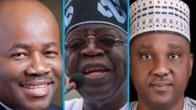 Akpabio, Tinubu and Abass