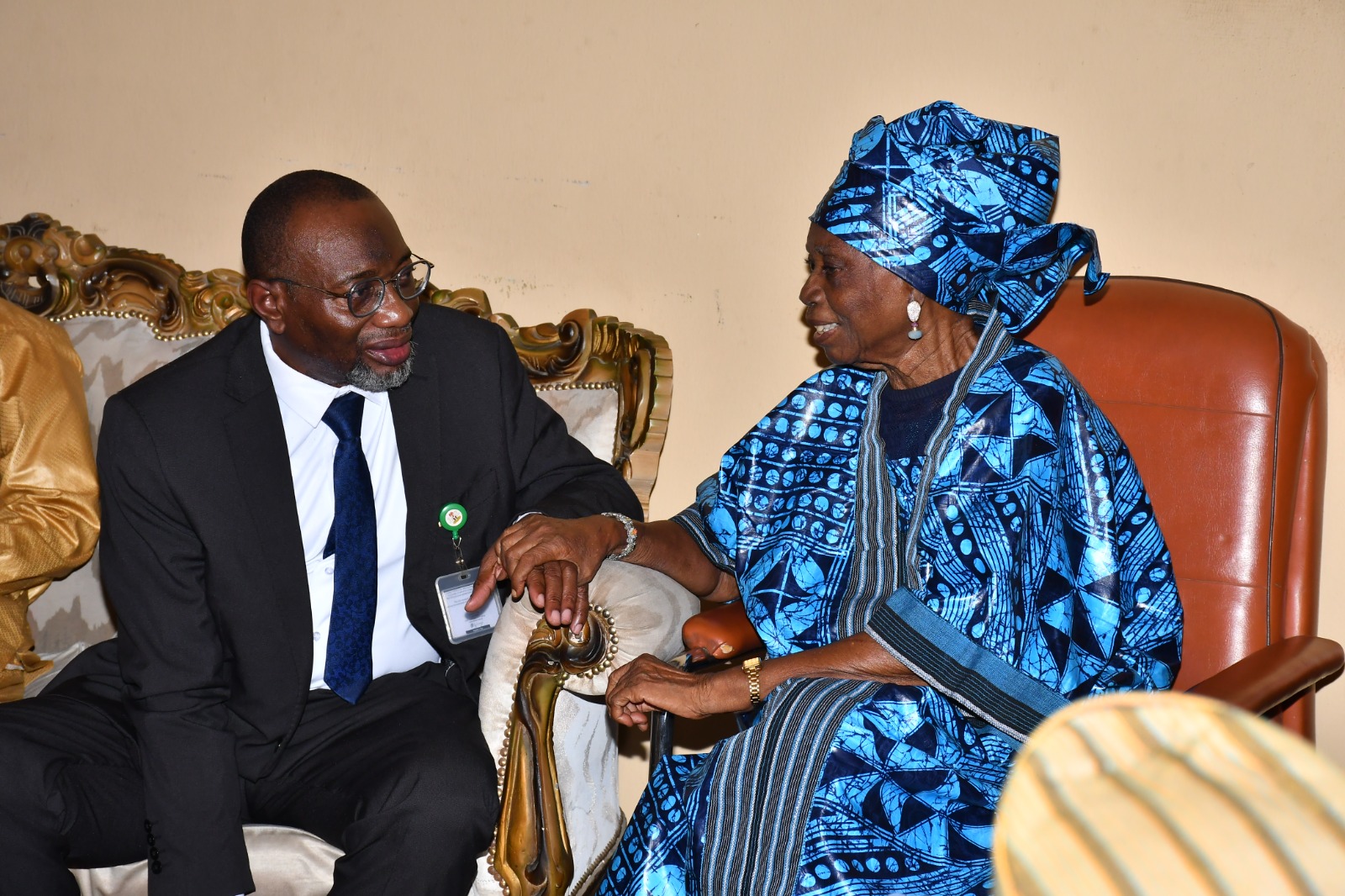 YABATECH Rector and Lady Doja Otedola in the pix during YCT Rector's Courtesy Visit paid to the Matriarch of the Otedolas today.