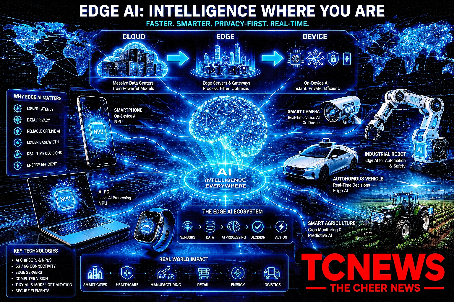 Edge AI On-Device AI Edge Artificial Intelligence AI at the Edge Edge Computing AI Smartphones AI PCs AI Chips NPU On-Device LLM Local AI AI Privacy AI Data Centres Distributed AI Edge Computing 2026 AI Hardware Future of AI AI in Nigeria AI in Africa